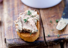 Pieces of toast and pate make for a great appetizer.