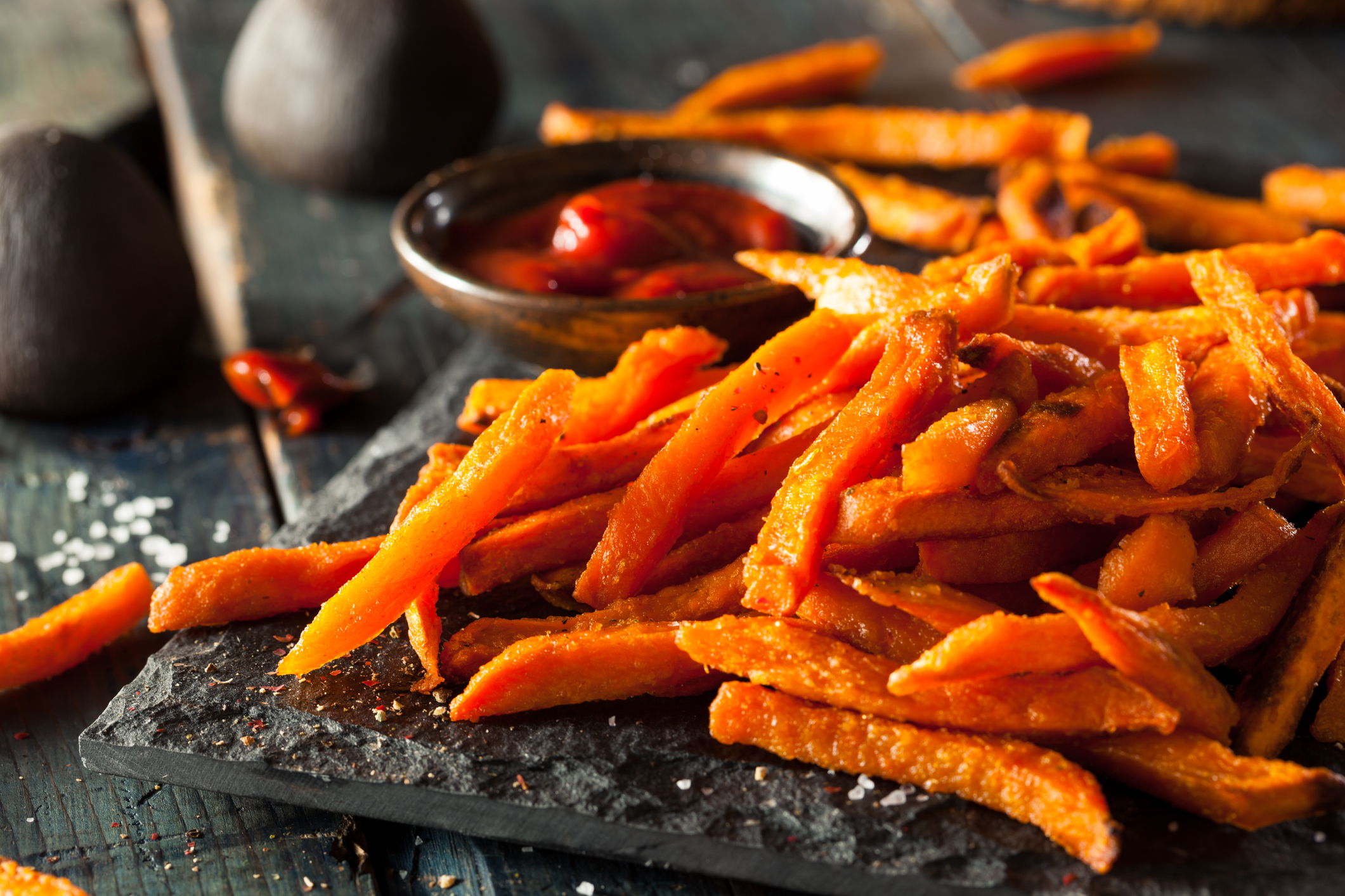 Sweet potato fries are not much healthier than regular ones. 